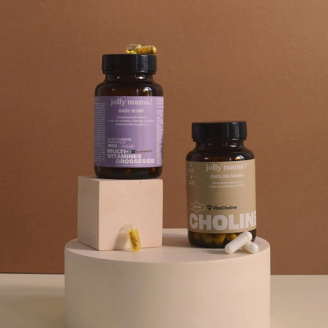 visuel du multivitamines et du complément choline grossesse