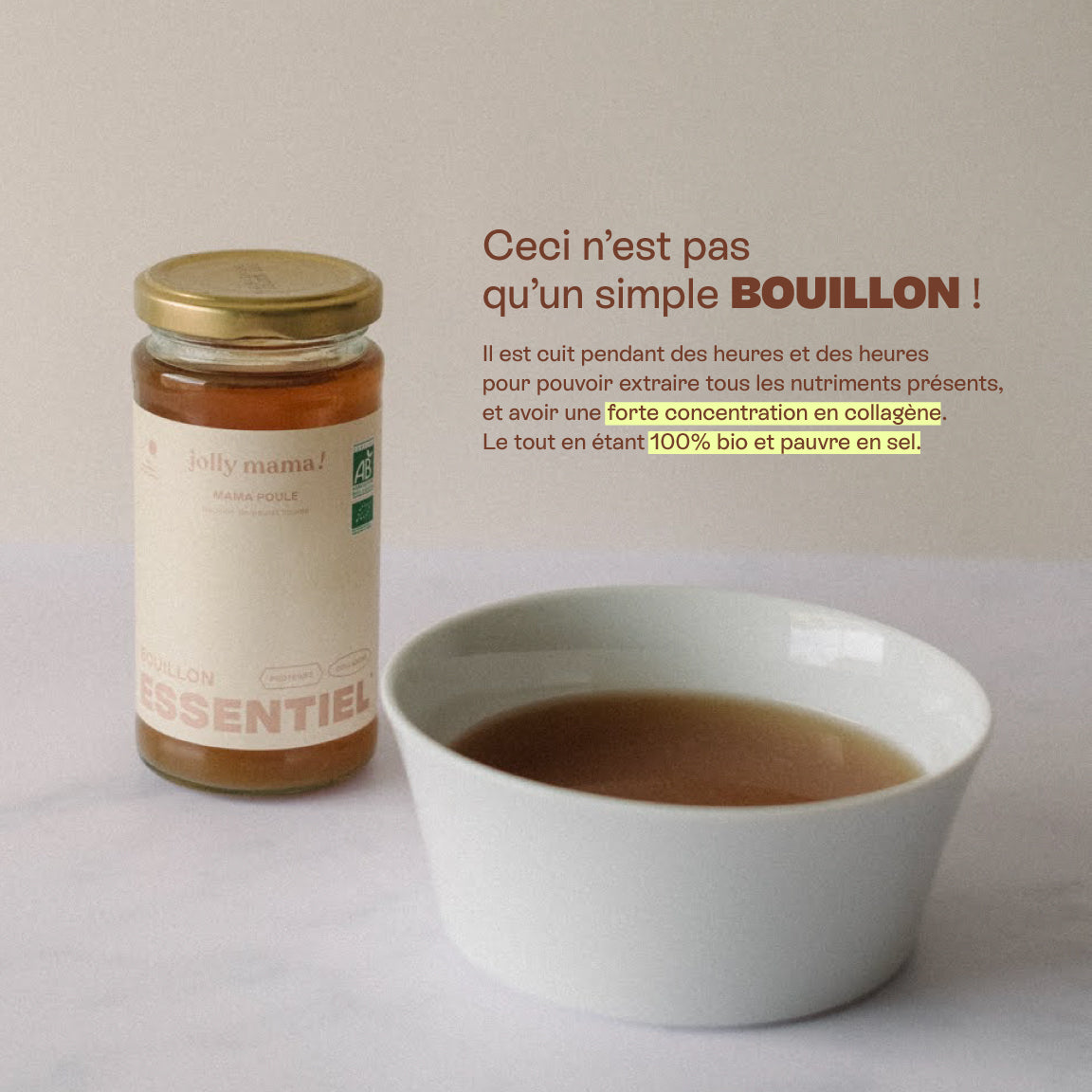 Mama poule Bouillon poulet Post partum (bone broth) Jolly Mama