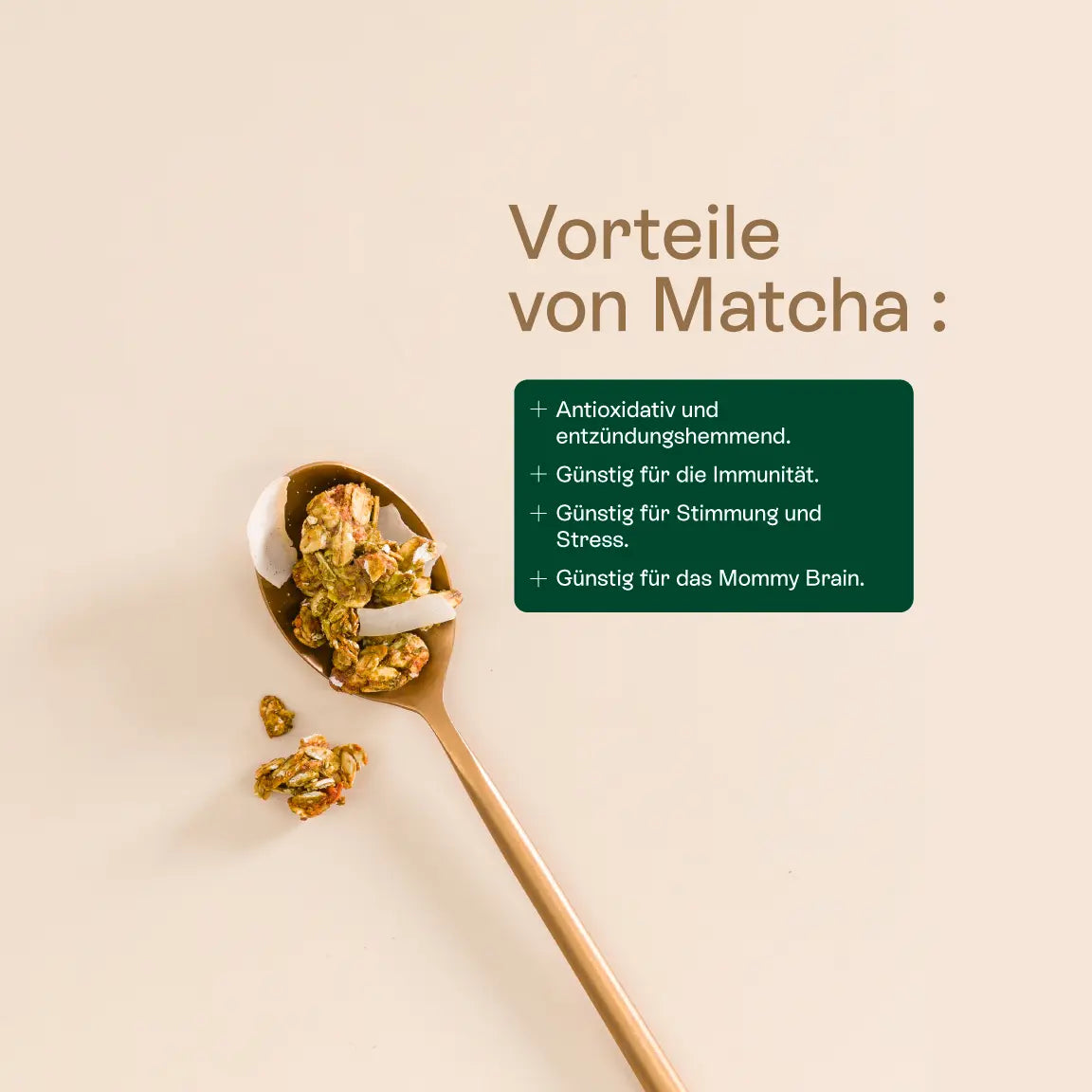 Granola Matcha Jolly Mama – formule vegan, sans sucres, énergie et concentration