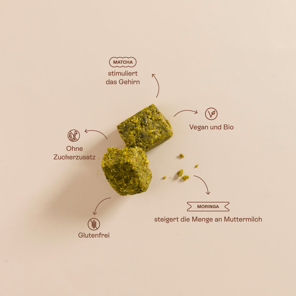 Milk Moonies – 5 Snacks mit Moringa und Matcha, stillfördernd, glutenfrei