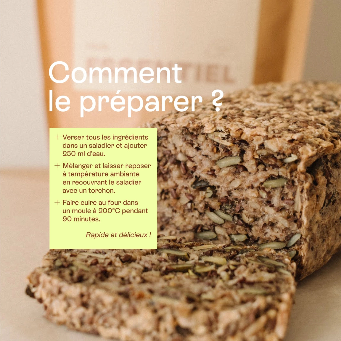 visuel sur comment préparer son pain aux graines