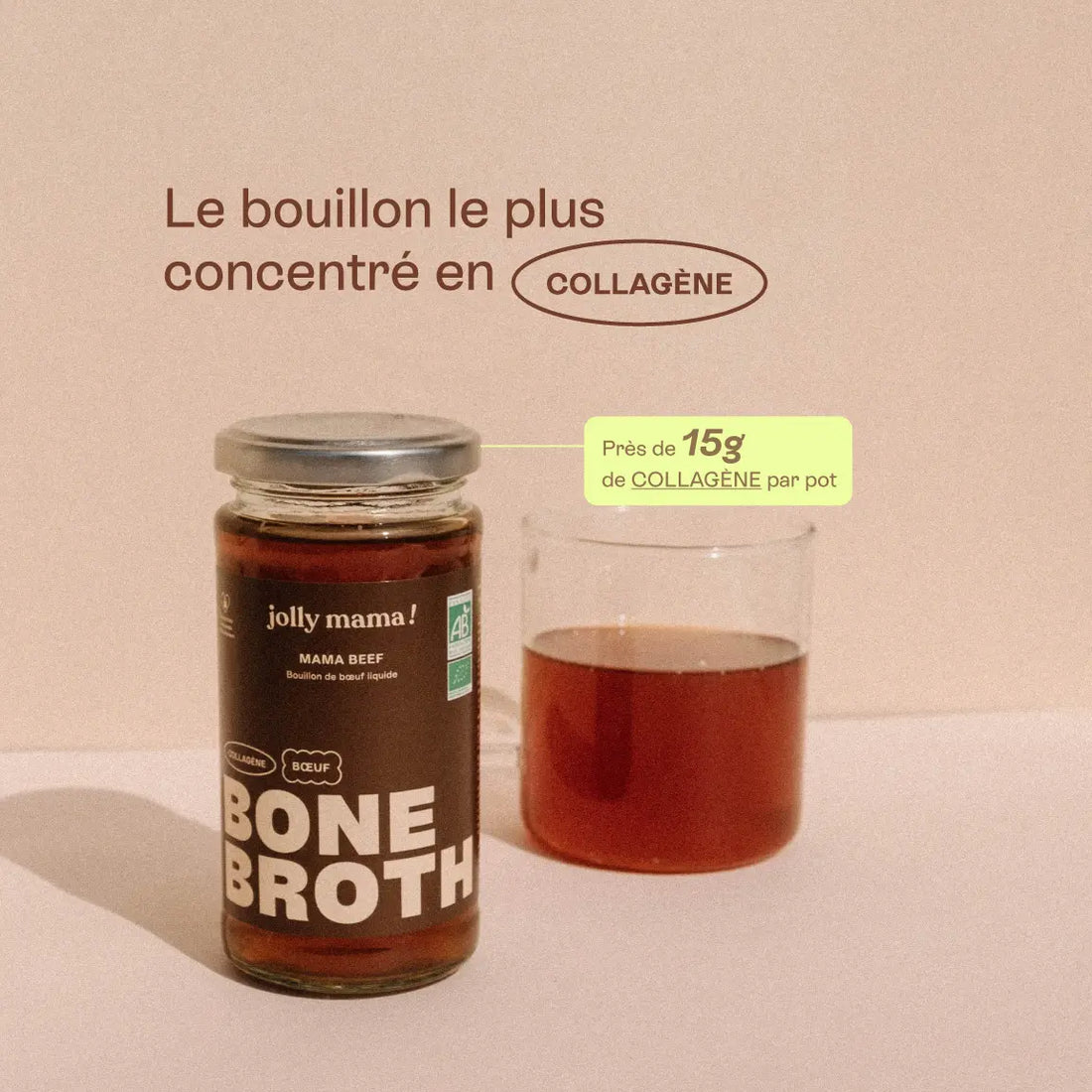 Bouillon Mama Beef Jolly Mama – recette artisanale, cuisson lente pour libérer les nutriments