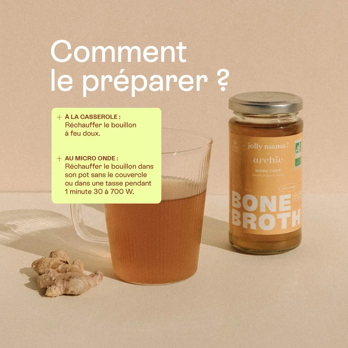 Bouillon d’os Mama Cider Jolly Mama – cure nutritive pour énergie et immunité