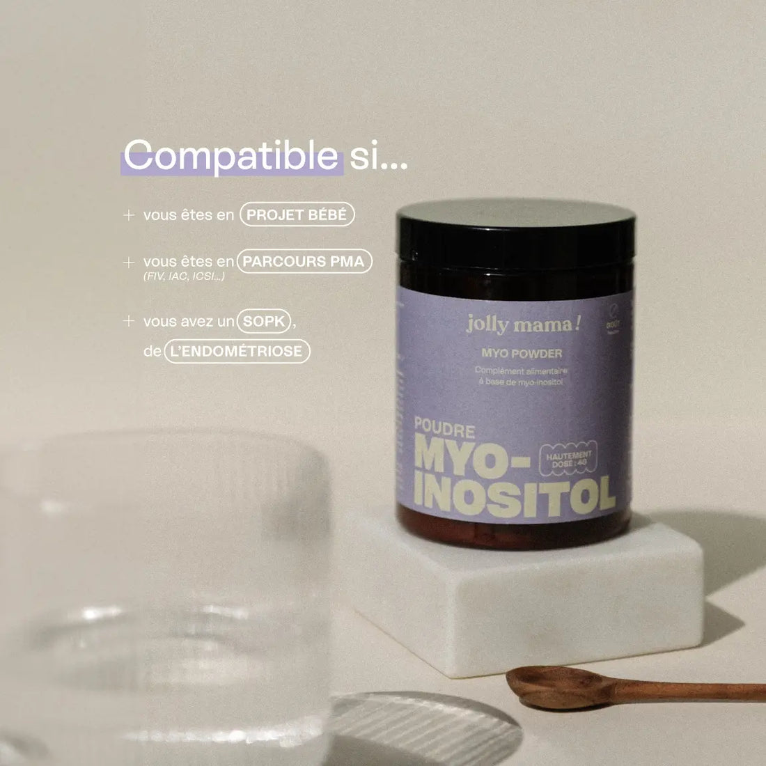 compatibilité du produit myo inositol poudre (sopk, projet bébé)