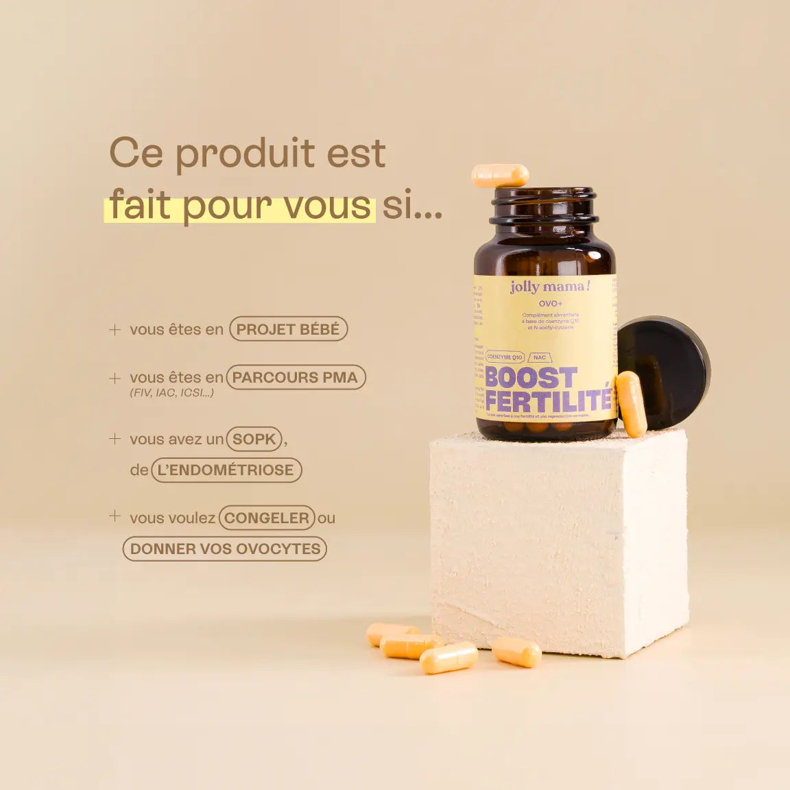 pour qui est fait le produit fertilité (PMA, projet bébé, sopk, endométriose, congélation d'ovocytes)