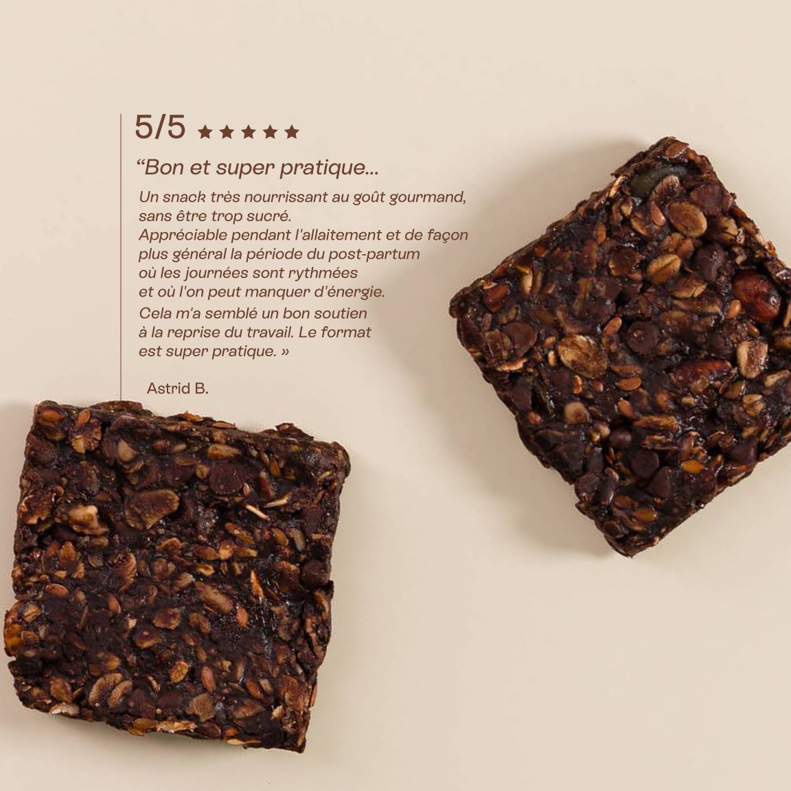 avis 5 étoiles sur le snack allaitement chocolat