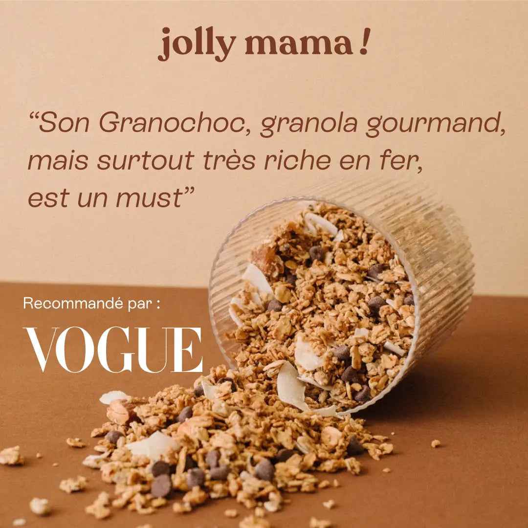 Granola Granochoc – source de fer hautement assimilable, compatible grossesse et allaitement