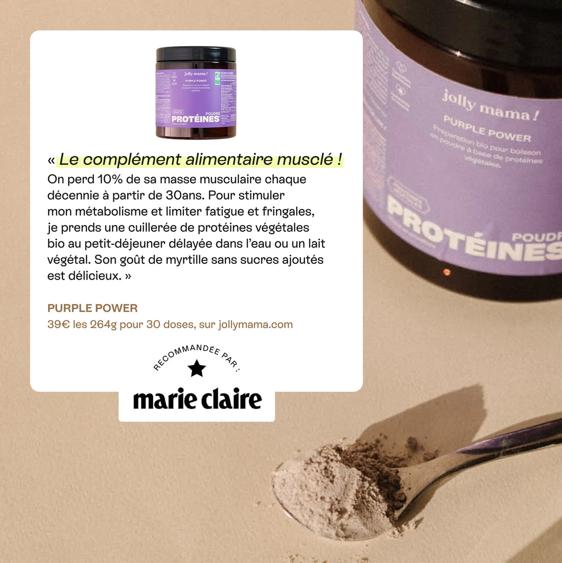 Purple Power – protéines végétales bio sans gluten, boost énergie et récupération pour jeunes mamans