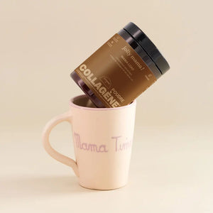 visuel coffret poudre collagène cacao et tasse inscription Mama time 