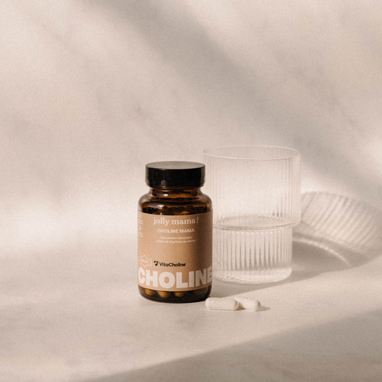 pot complément choline avec 2 gélules et 1 verre d'eau