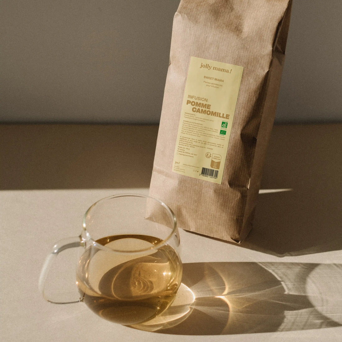 Infusion Sweet Mama – mélange bio camomille + pomme (50 g), relaxation optimale et hydratation douce pour femmes enceintes ou en post-partum