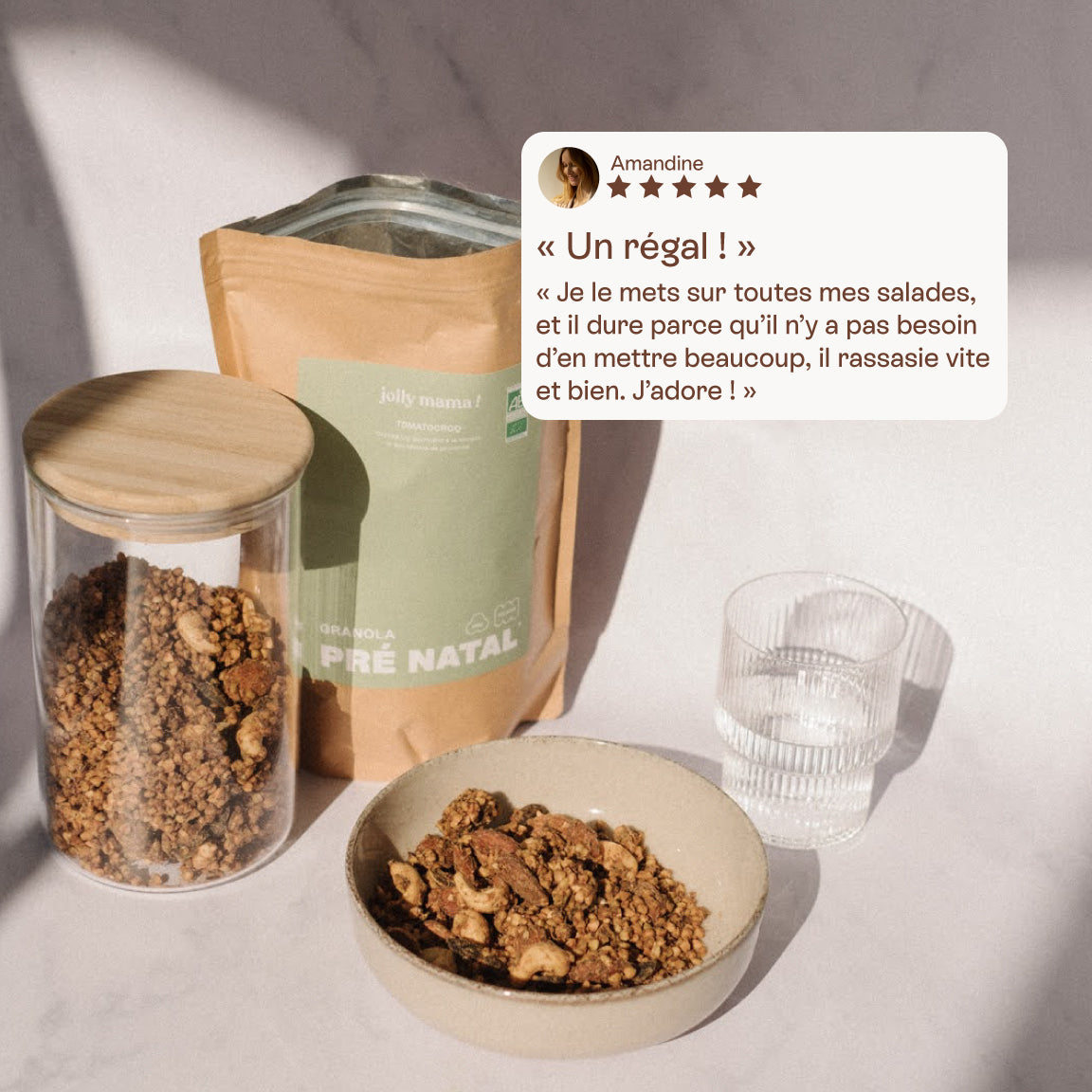 Tomato Croq Jolly Mama – granola salé bio gourmand, riche en nutriments essentiels, sans sucres ajoutés