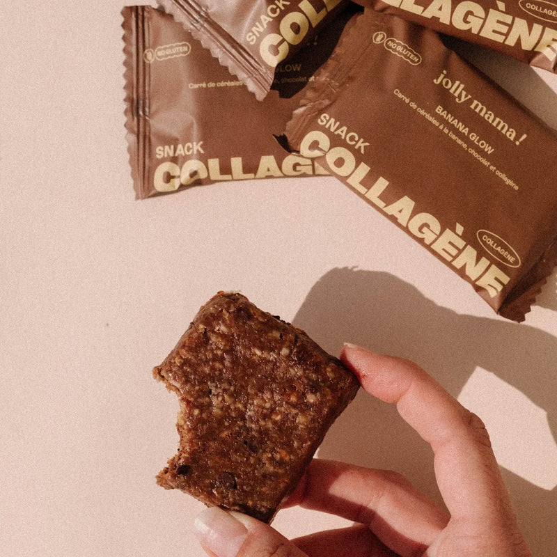Snack Banana Glow de Jolly Mama – carré moelleux au chocolat et collagène, sans gluten

