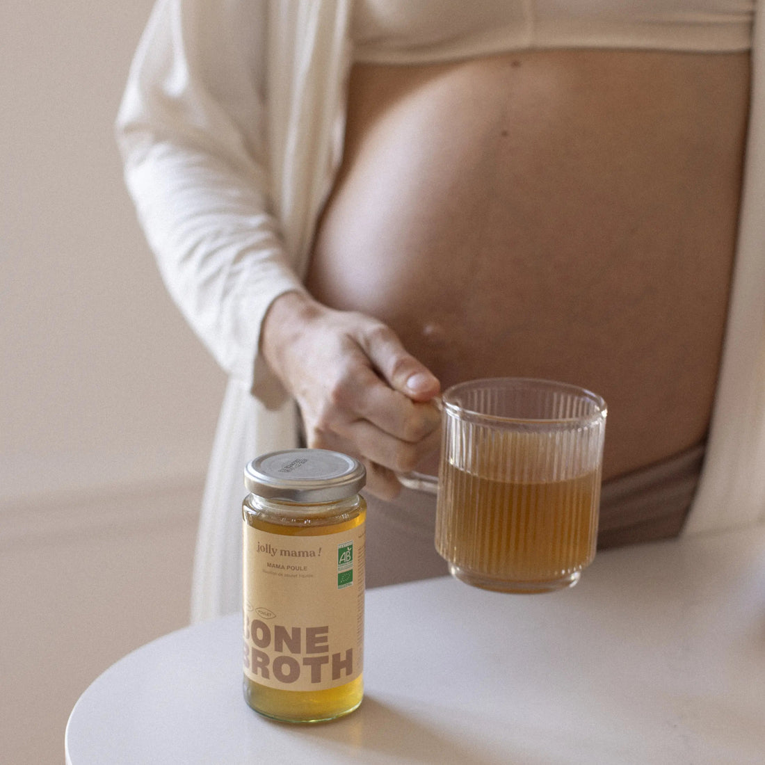 Mama Poule bouillon d’os de poulet bio – 6 g collagène par portion, riche en protéines, réconfortant post-partum, compatible grossesse/allaitement