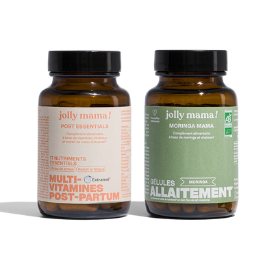 Pack allaitement multivitamines Jolly Mama : Post essentials et Moringa Mama