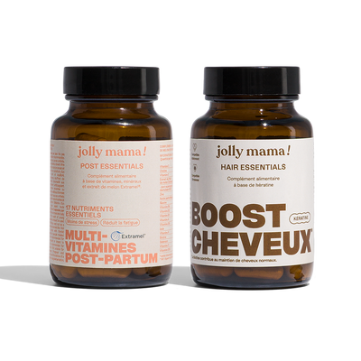 Pack post-partum chute de cheveux Jolly Mama : Post essentials et Hair essentials