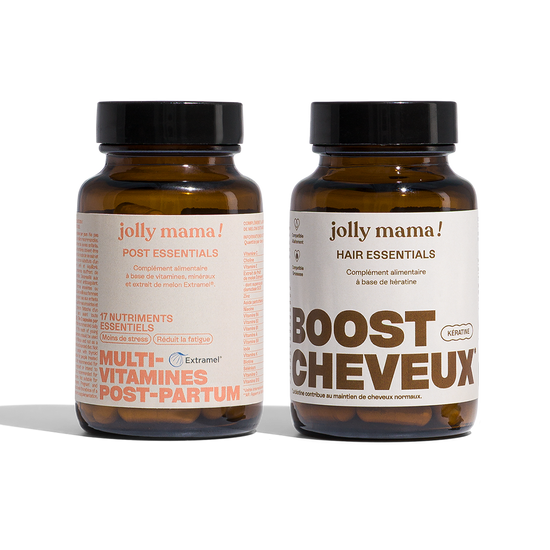 Pack post-partum chute de cheveux Jolly Mama : Post essentials et Hair essentials