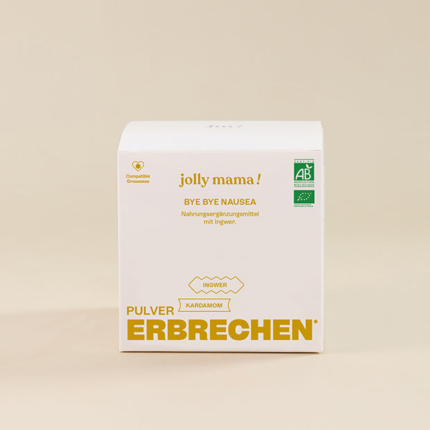 Nahrungsergänzungsmittel gegen Schwangerschaftsübelkeit auf Basis von Ingwer- und Kardamompulver.