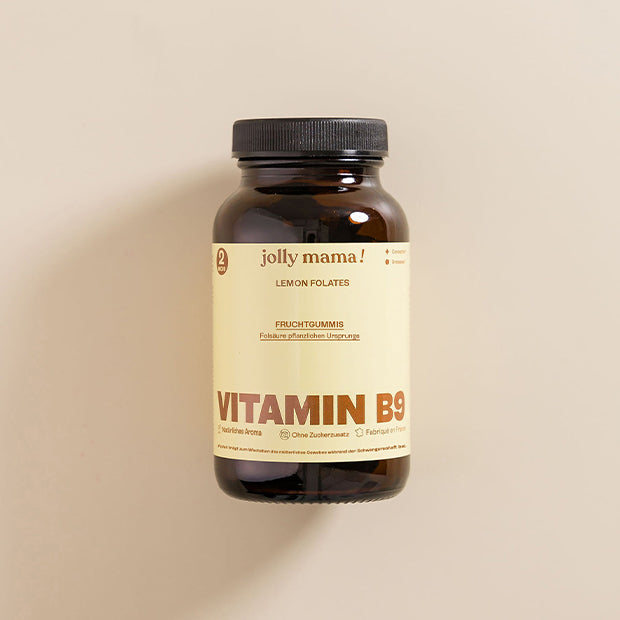 Lemon Folates Jolly Mama – Glasflasche mit Zitronen-Gummies, natürliche Vitamin B9