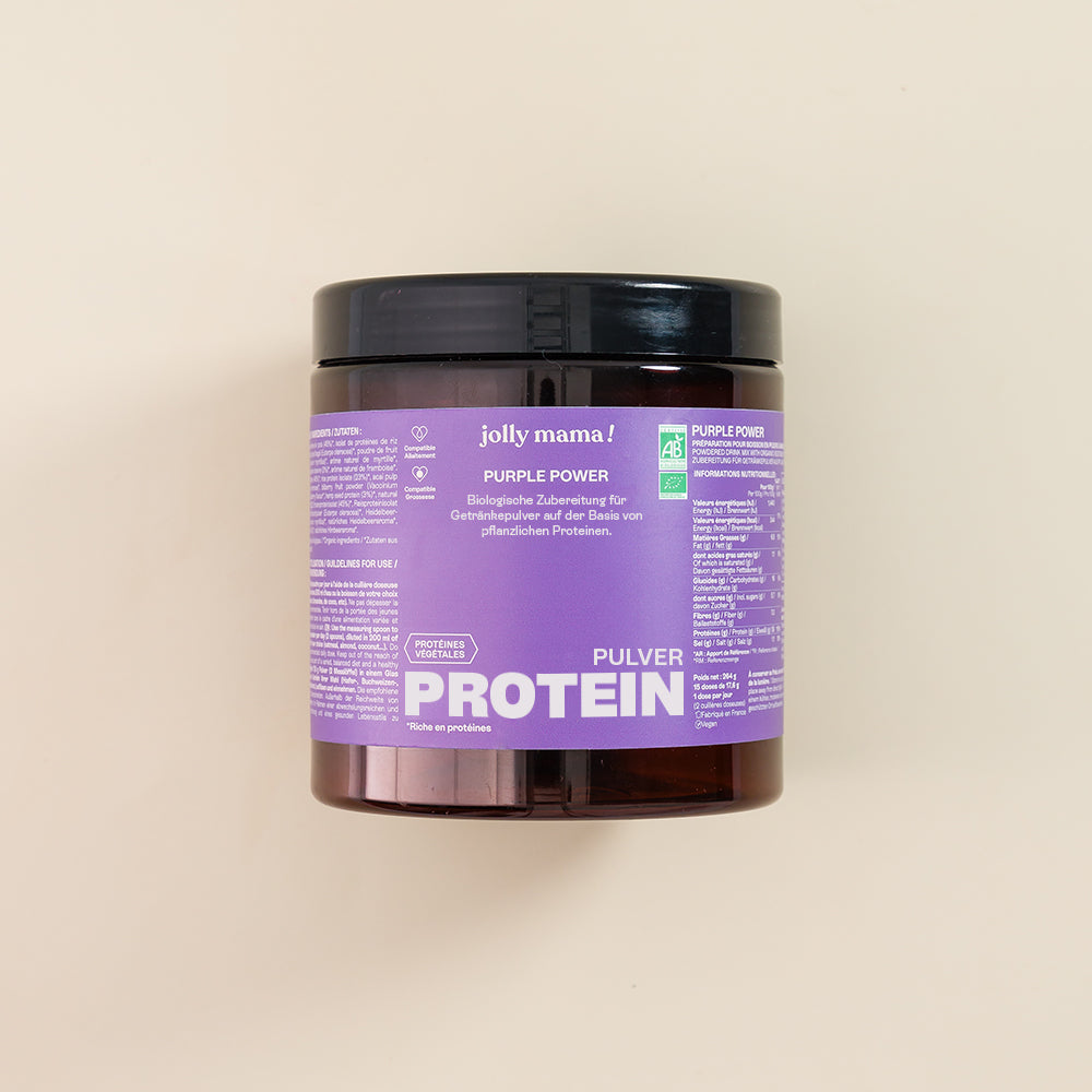 Proteinpulver Purple Power – natürliche Mischung mit Beeren, reich an Nährstoffen, unterstützt Mamas Gesundheit