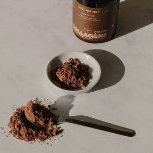 Poudre Mama Load Jolly Mama au collagène et cacao cru – à diluer pour un soutien nutritionnel quotidien