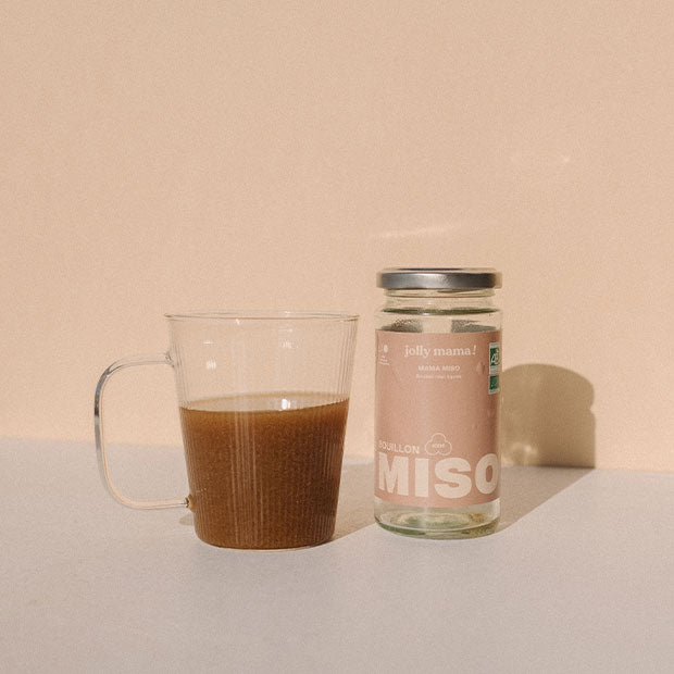 Mama Miso Jolly Mama – bouillon miso bio fermenté, boisson chaude réconfortante pour mamans