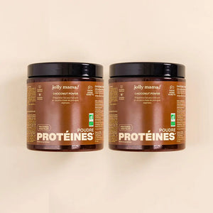 visuel de 2 packs de la poudre protéines végétales choco-noisettes