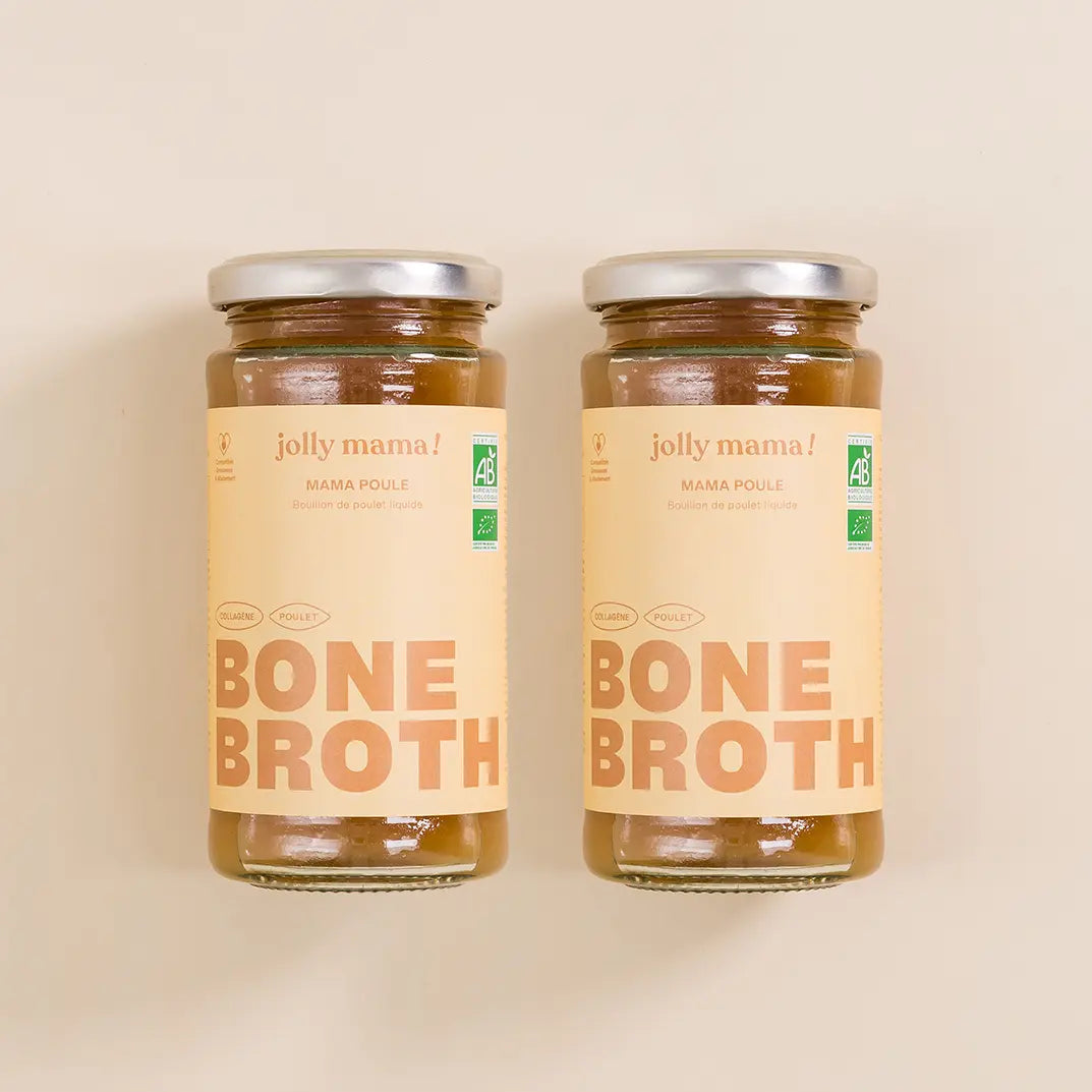 2 bocaux de bouillon de poule riche en collagène