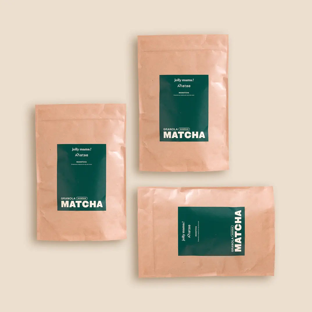 visuel 3 sachets de granola au matcha