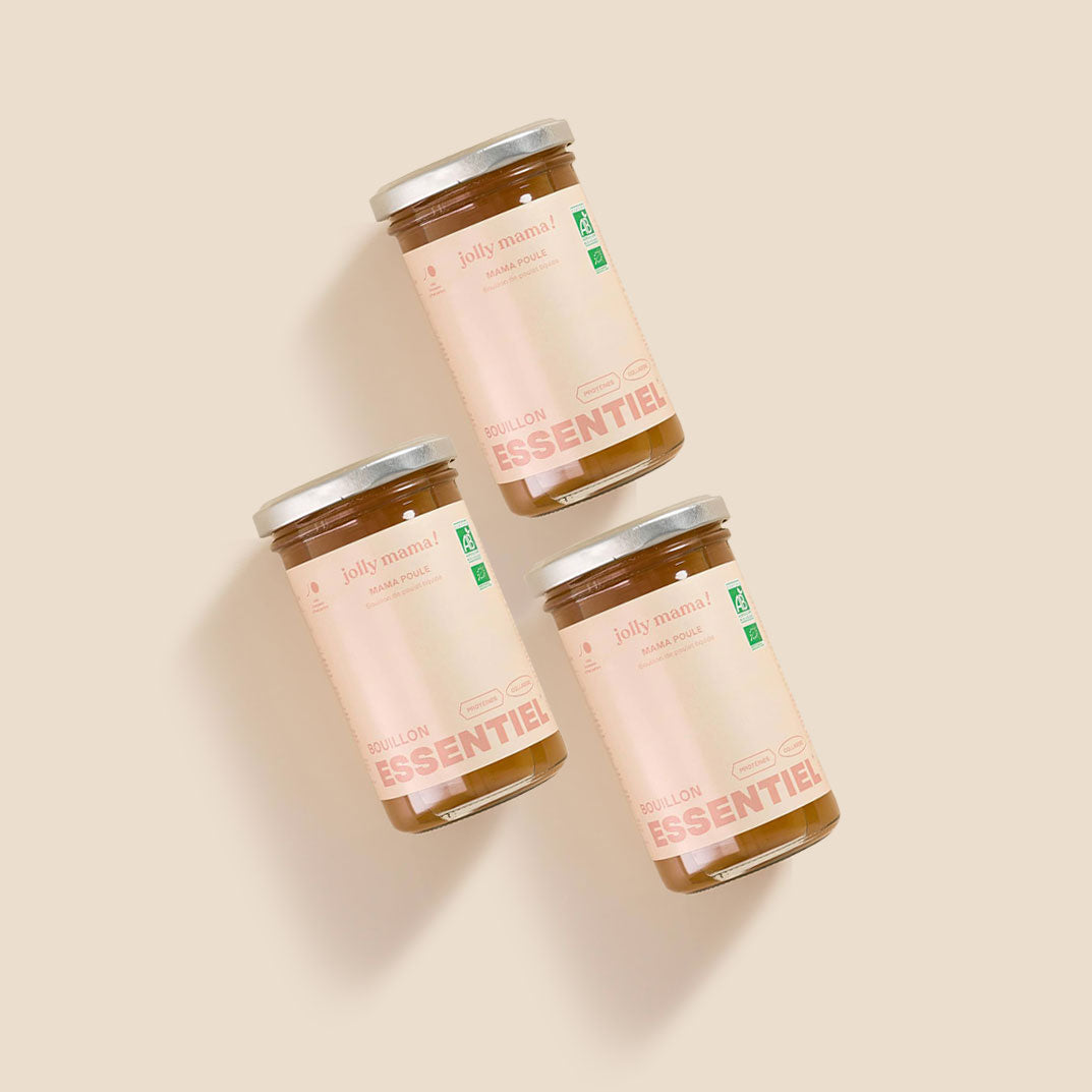 Bouillon bone broth Mama Poule, 100 % bio, sans gluten, idéal grossesse et post-partum
